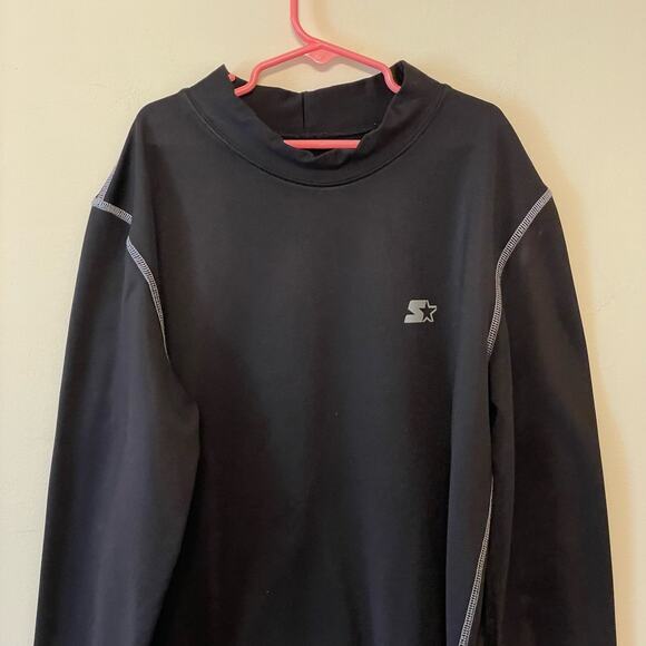 Starter M (38-40) black long sleeve top workout athletic turtleneck polyester - Picture 2 of 7